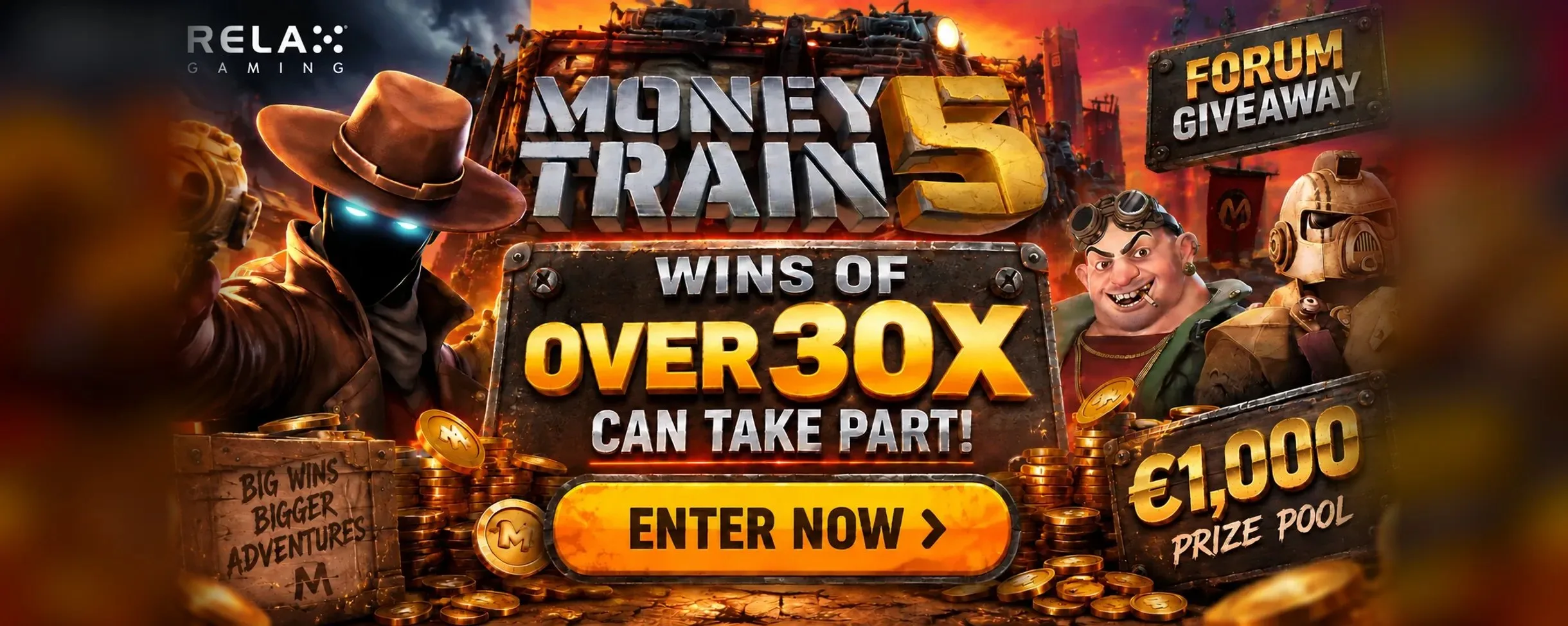 Money Train 5 forum giveaway: €1,000 prize pool
