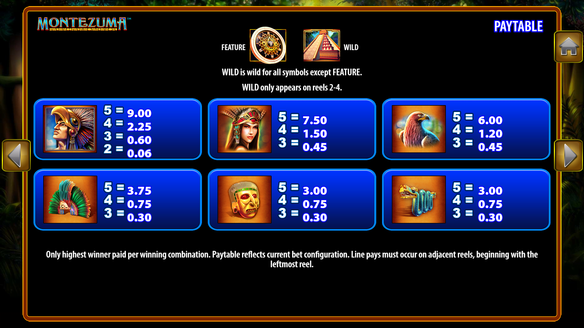 Montezuma Pay Table