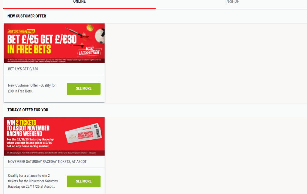 Ladbrokes Promotions Page Updated