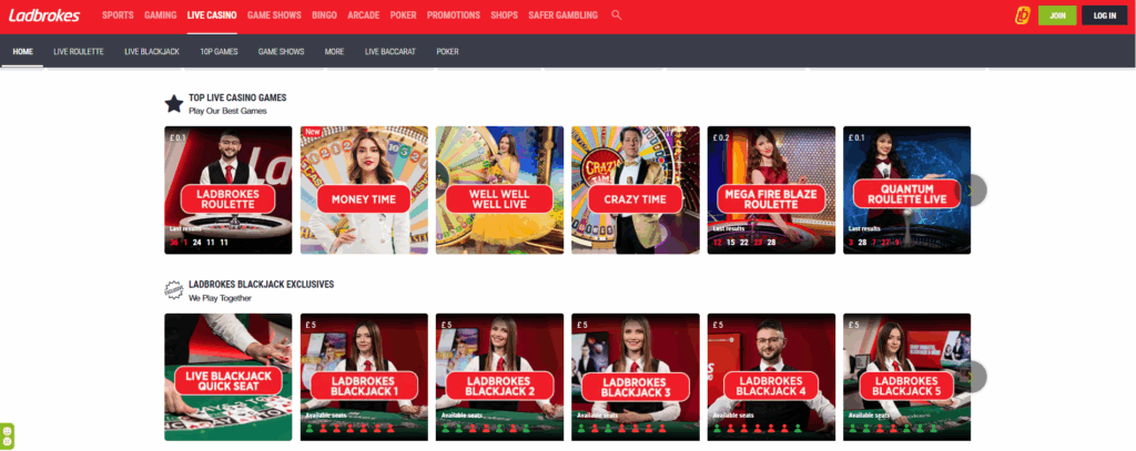Ladbrokes Updated Live Casino