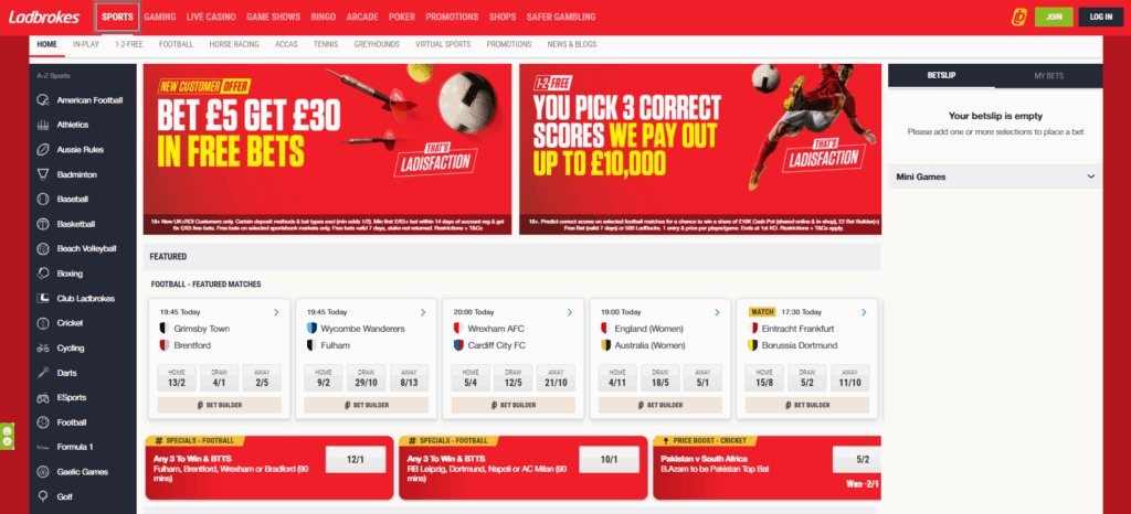 Ladbrokes Updated Sportsbook