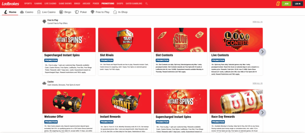 Ladbrokes Promotions Page