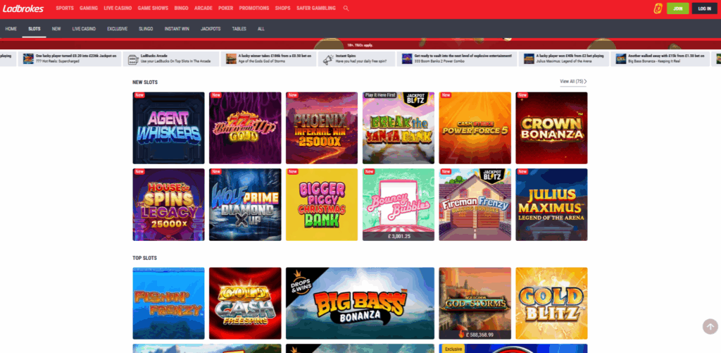 Ladbrokes Slots Page