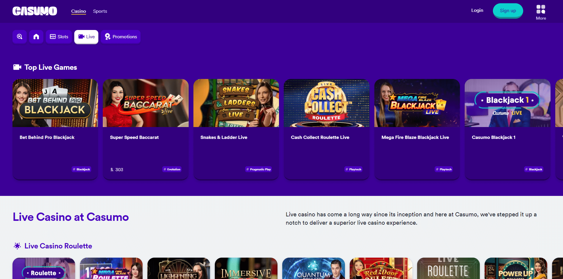 Casumo Live Casino