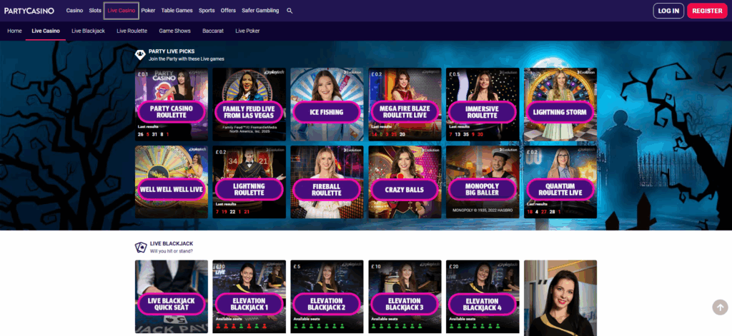 Party Casino Live Casino updated 2025