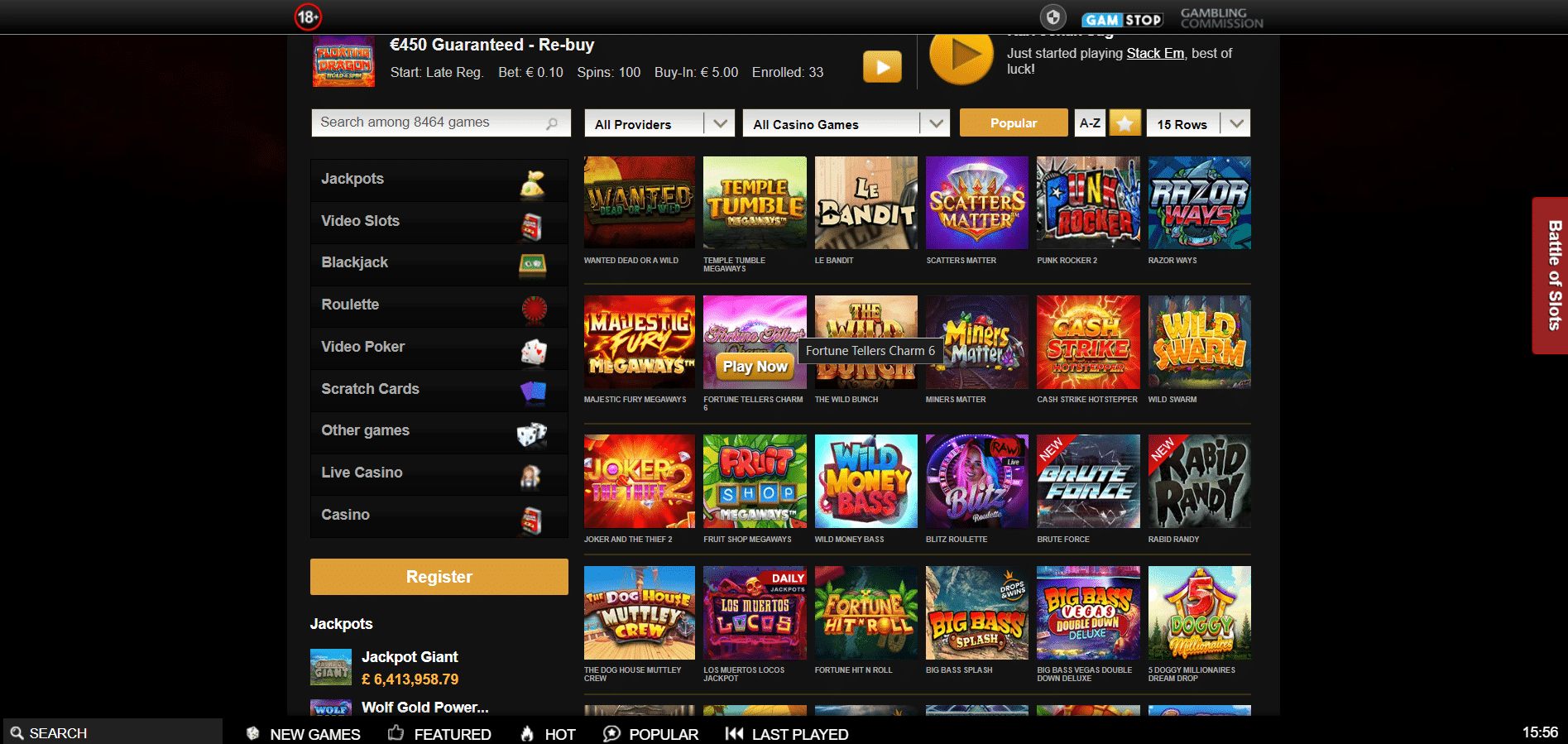 Videoslots Slot Selection