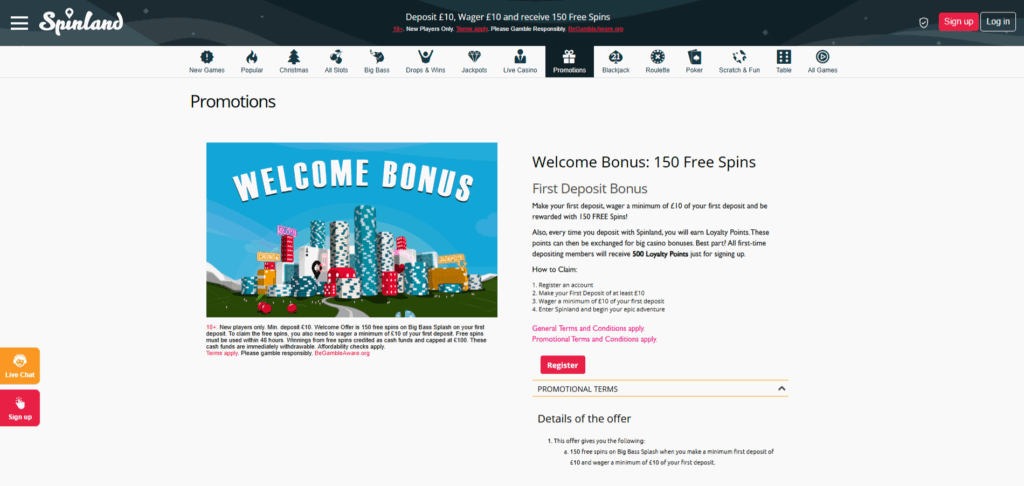 Spinland Welcome Offer