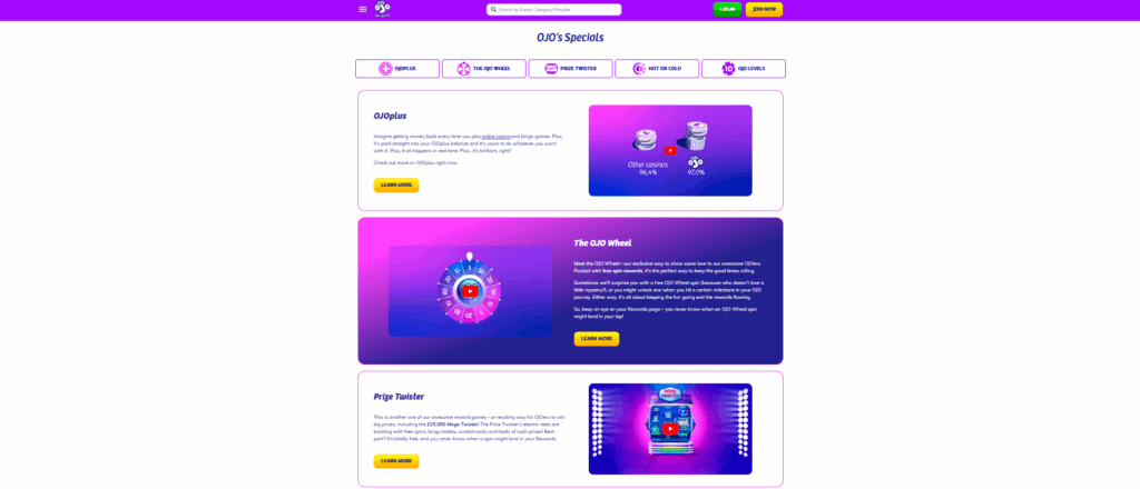 PlayOJO casino promotions updated