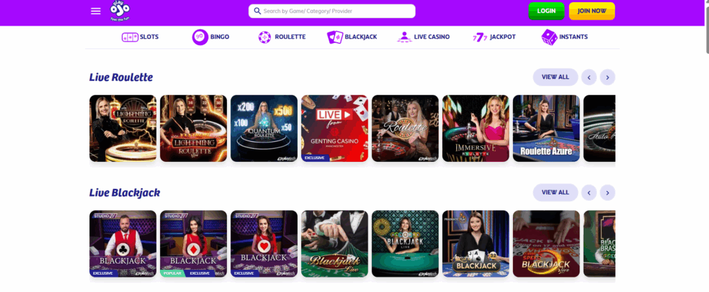PlayOJO updated live casino