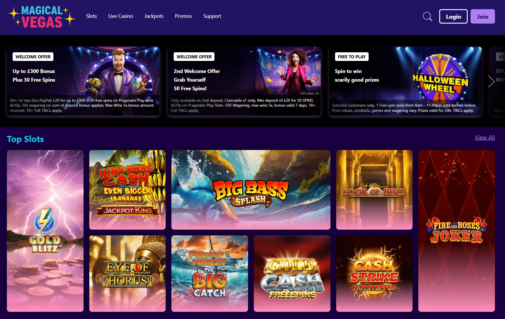 magical vegas homepage