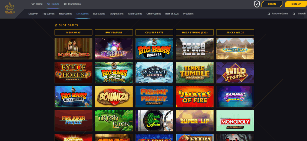 21 Casino Slots Page
