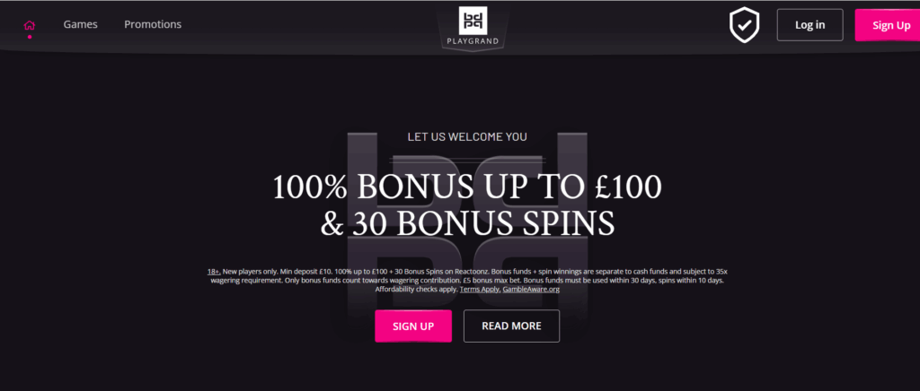 Playgrand updated homepage