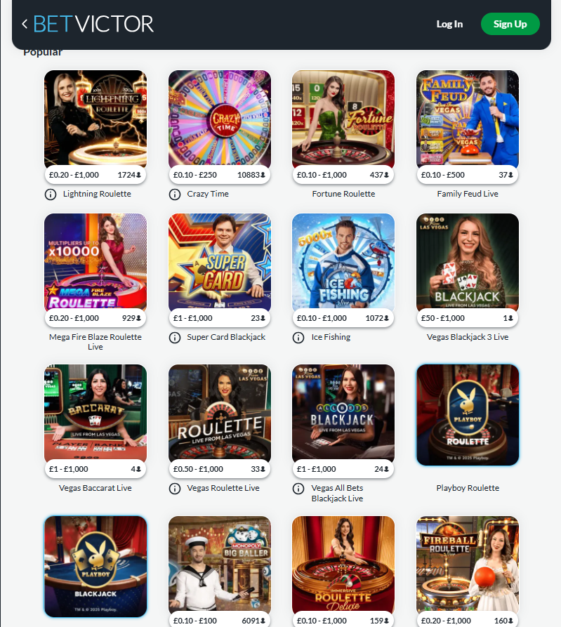 betvictor live casino