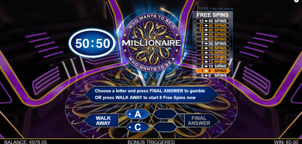Who Wants To Be a Millionaire Free Spins Gamble