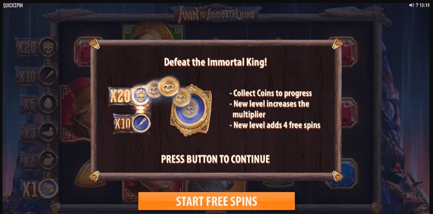 Ivan the Immortal King Slot Pay Table