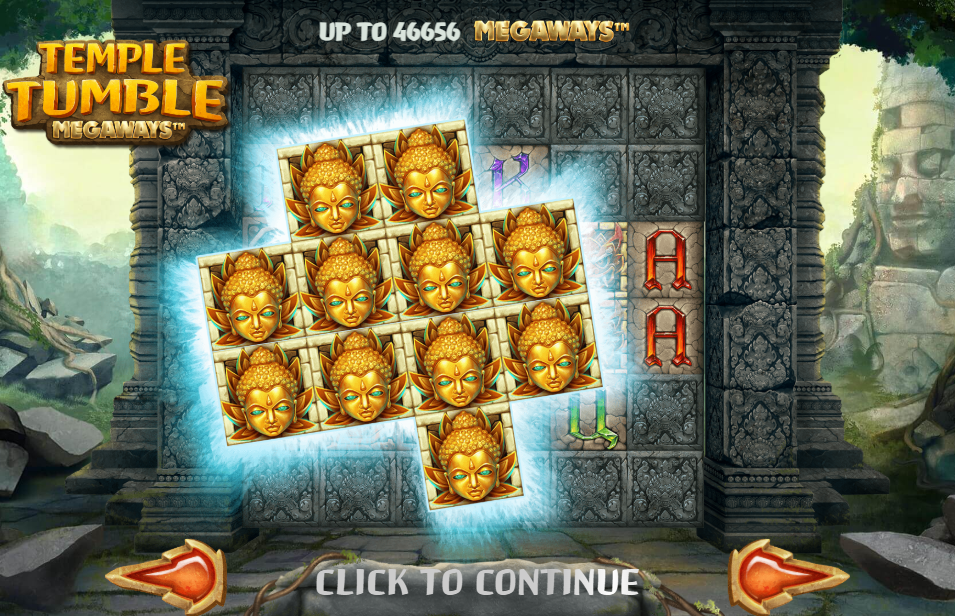 Temple Tumble Megaways Welcome Page