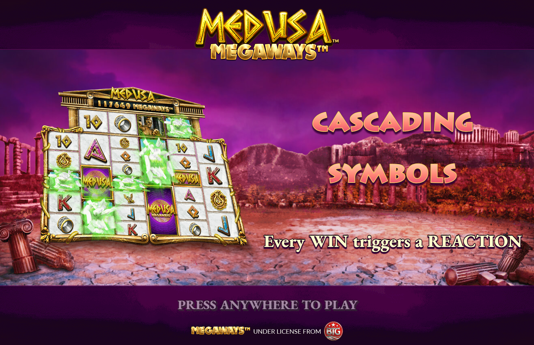 Medusa Megaways Welcome Page