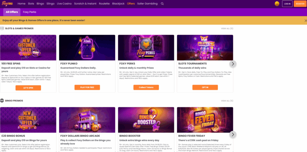 Foxy Games Promtions Page