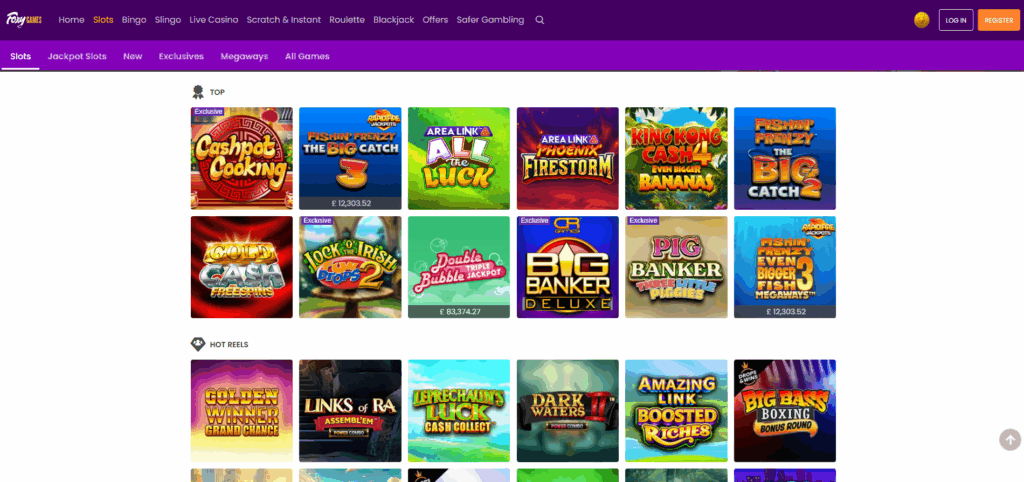 Foxy Games Slots Page