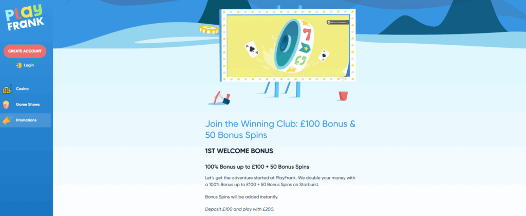 PlayFrank Welcome Offer