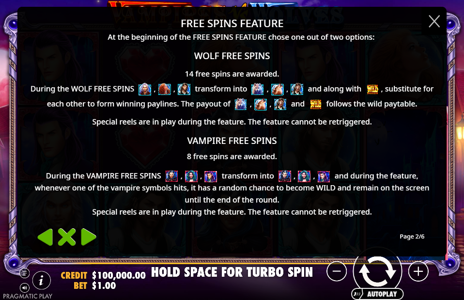 Vampires vs Wolves Free Spins