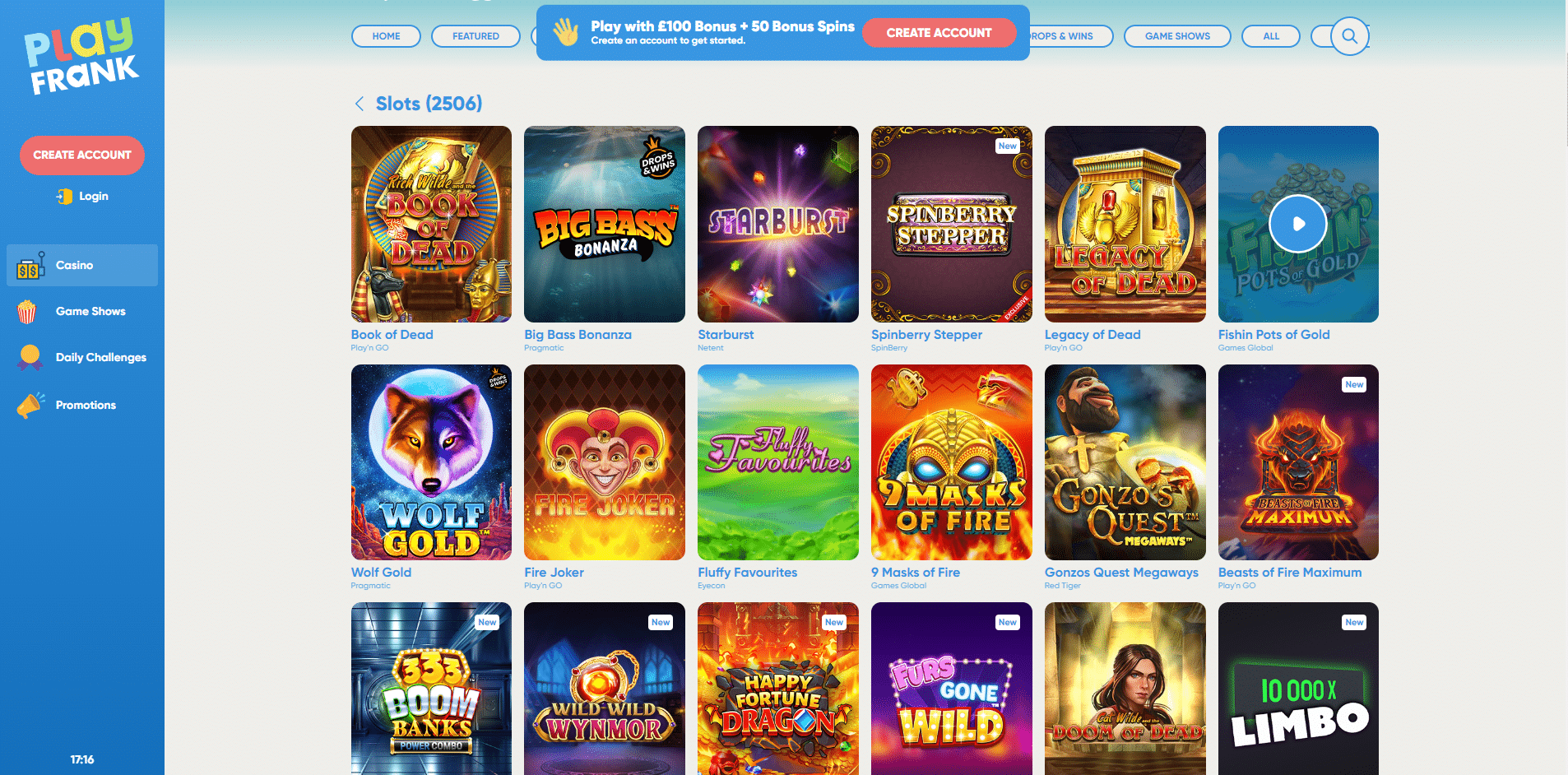 playfrank casino slots