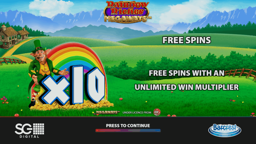 Rainbow Riches Megways Welcome Page