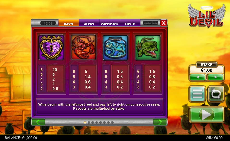 Lil Devil Pay Table