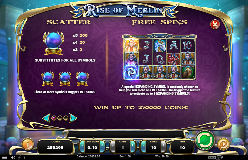 Rise of Merlin Free Spins