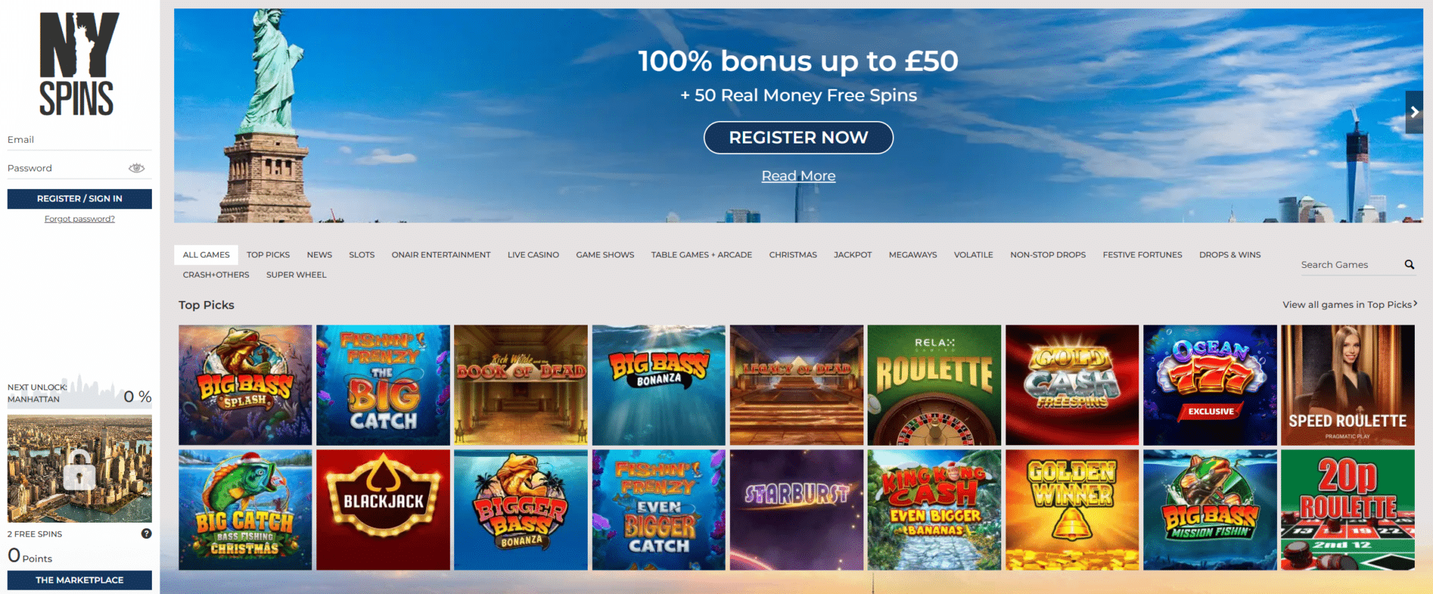 nyspins casino homepage