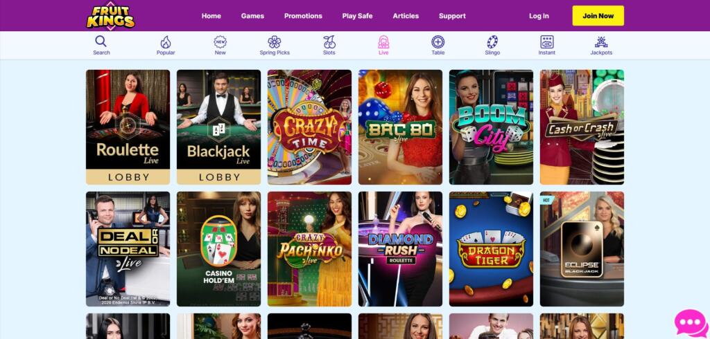 Fruit Kings Live Casino Games