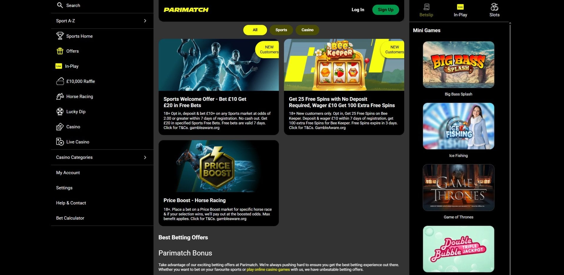 Parimatch Ongoing Promotions