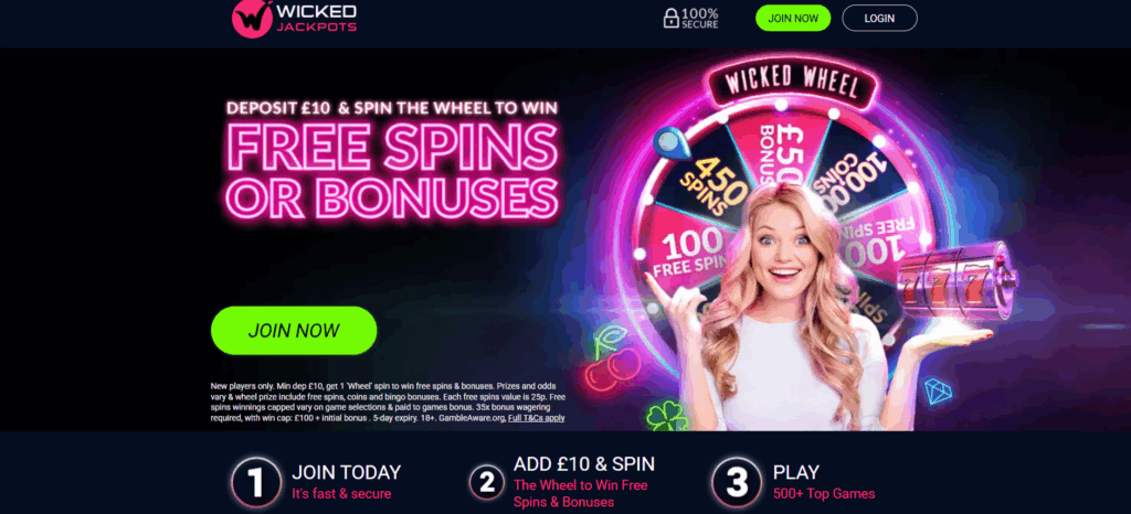 Wicked Jackpots Homepage