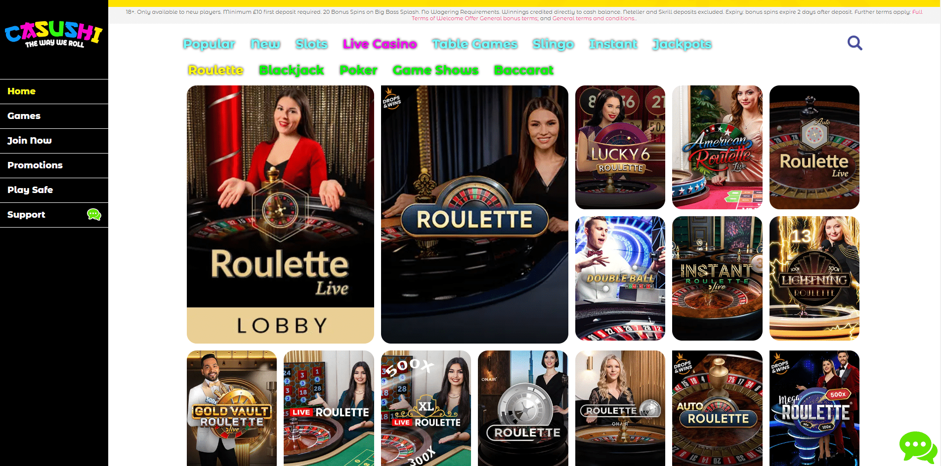 Casushi Casino Live Casino