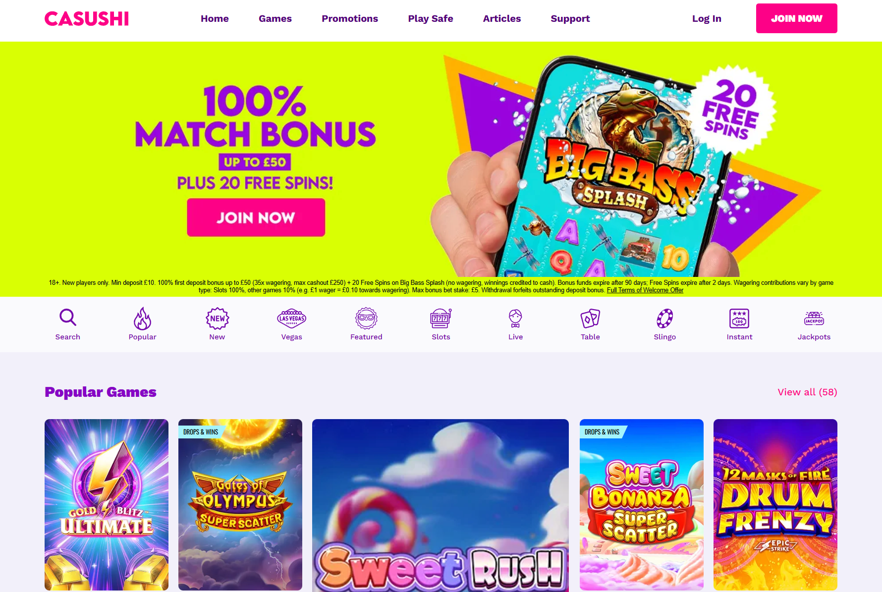 casushi homepage screenshot