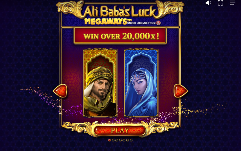 Ali Baba's Luck Welcome Page