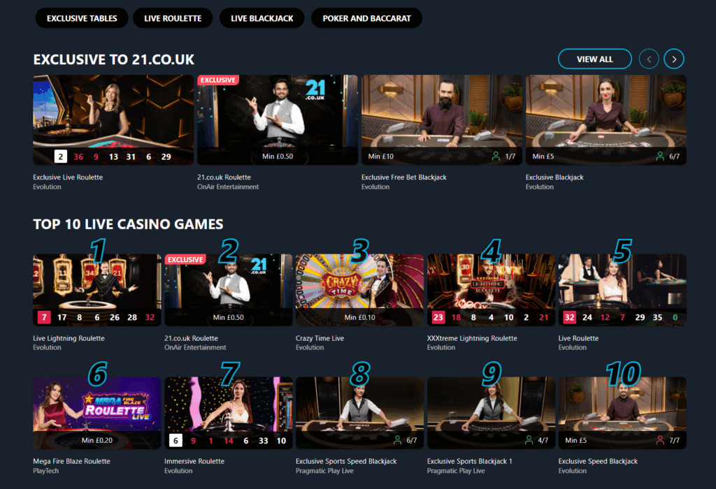 21.co.uk live casino games