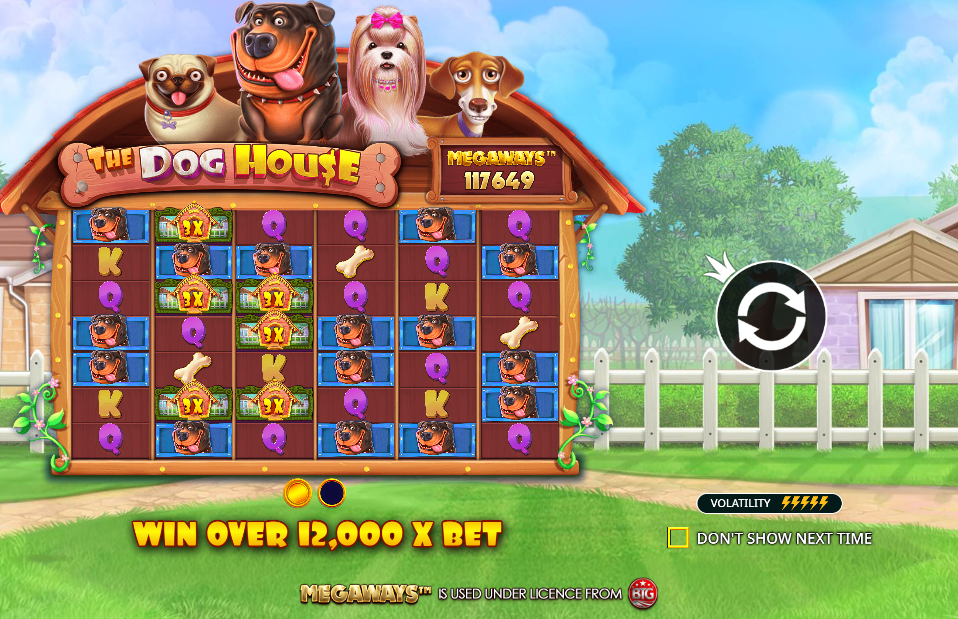 The Dog House Megaways Welcome Page