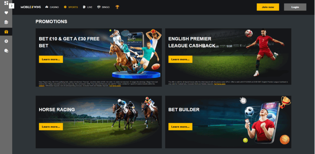 Mobile Wins Promotions Page