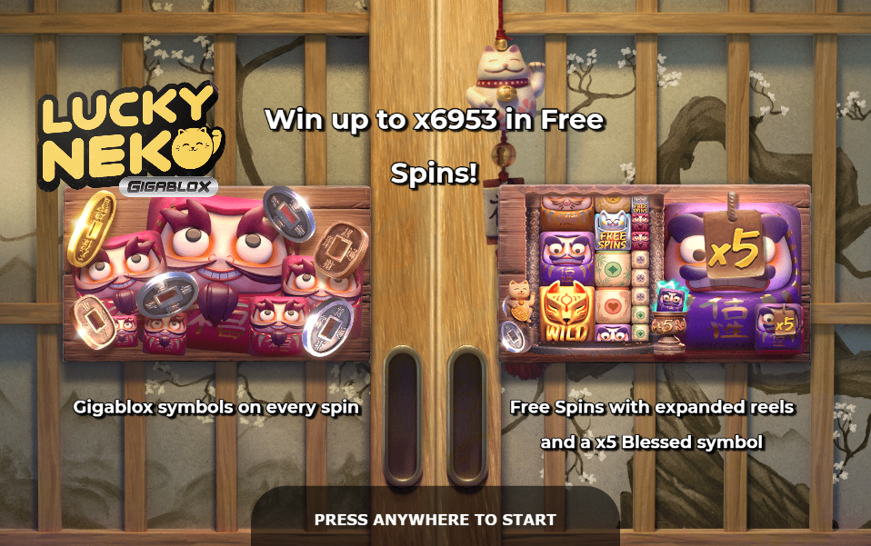 Lucky Neko Gigablox Welcome Page