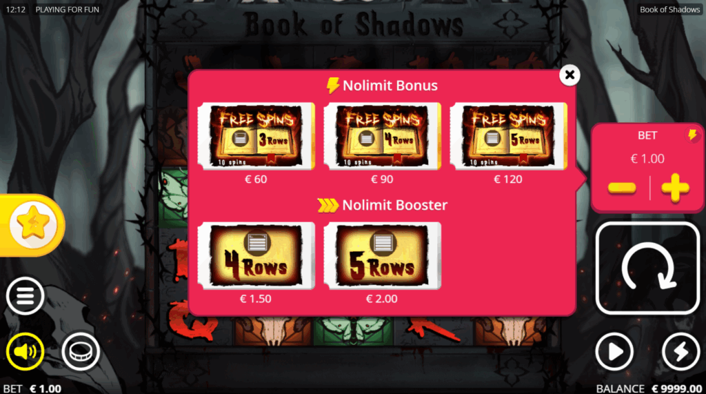 Book of Shadows Bonus Buy Options