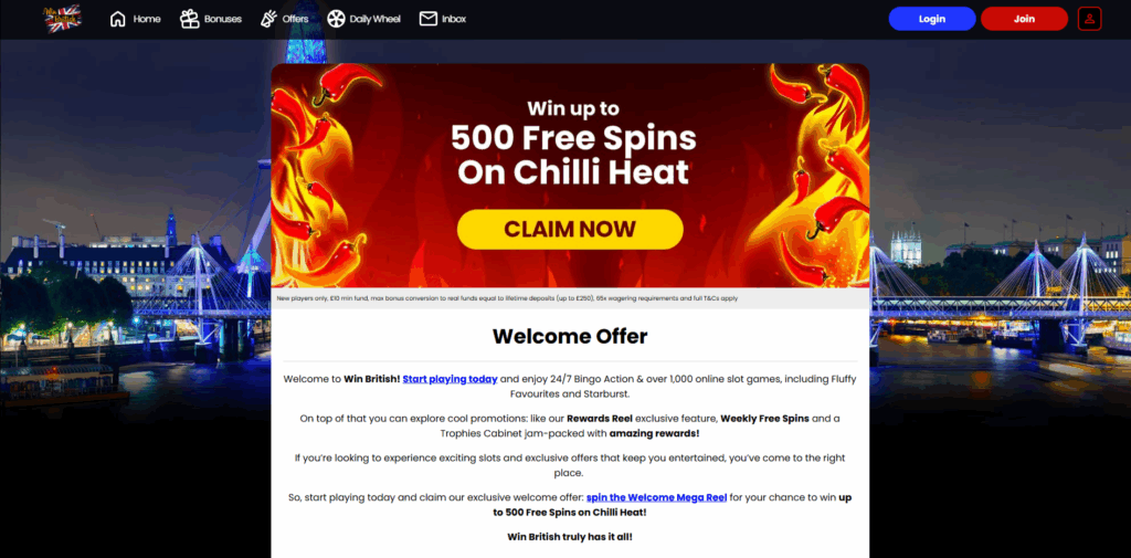 Win British Welcome Offer