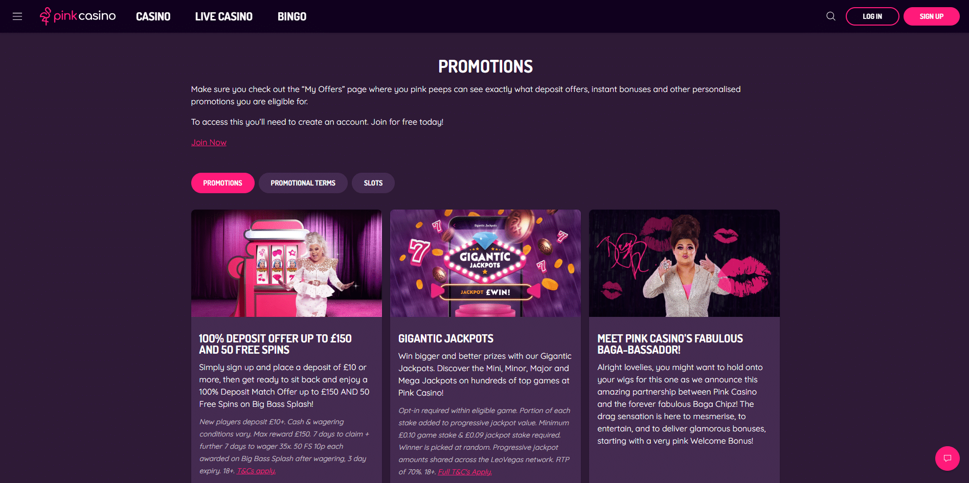 Pink Casino Promotions