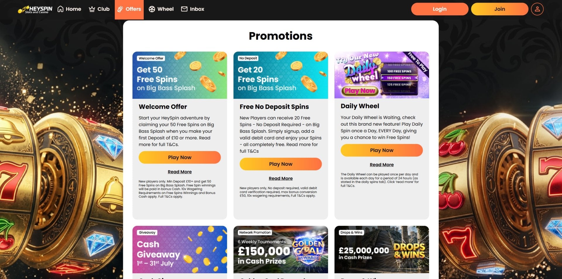 HeySpin Ongoing Promotions