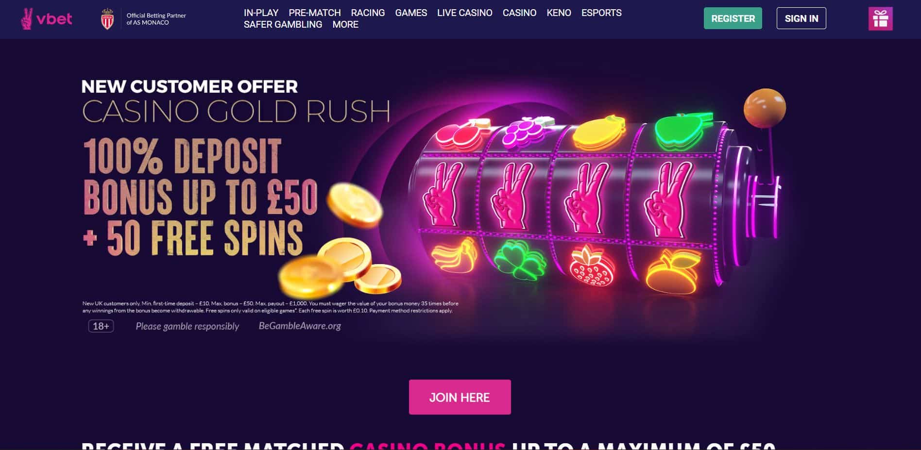 V Bet Casino offer