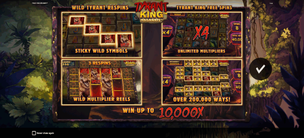 Tyrant King Megaways Welcome Page