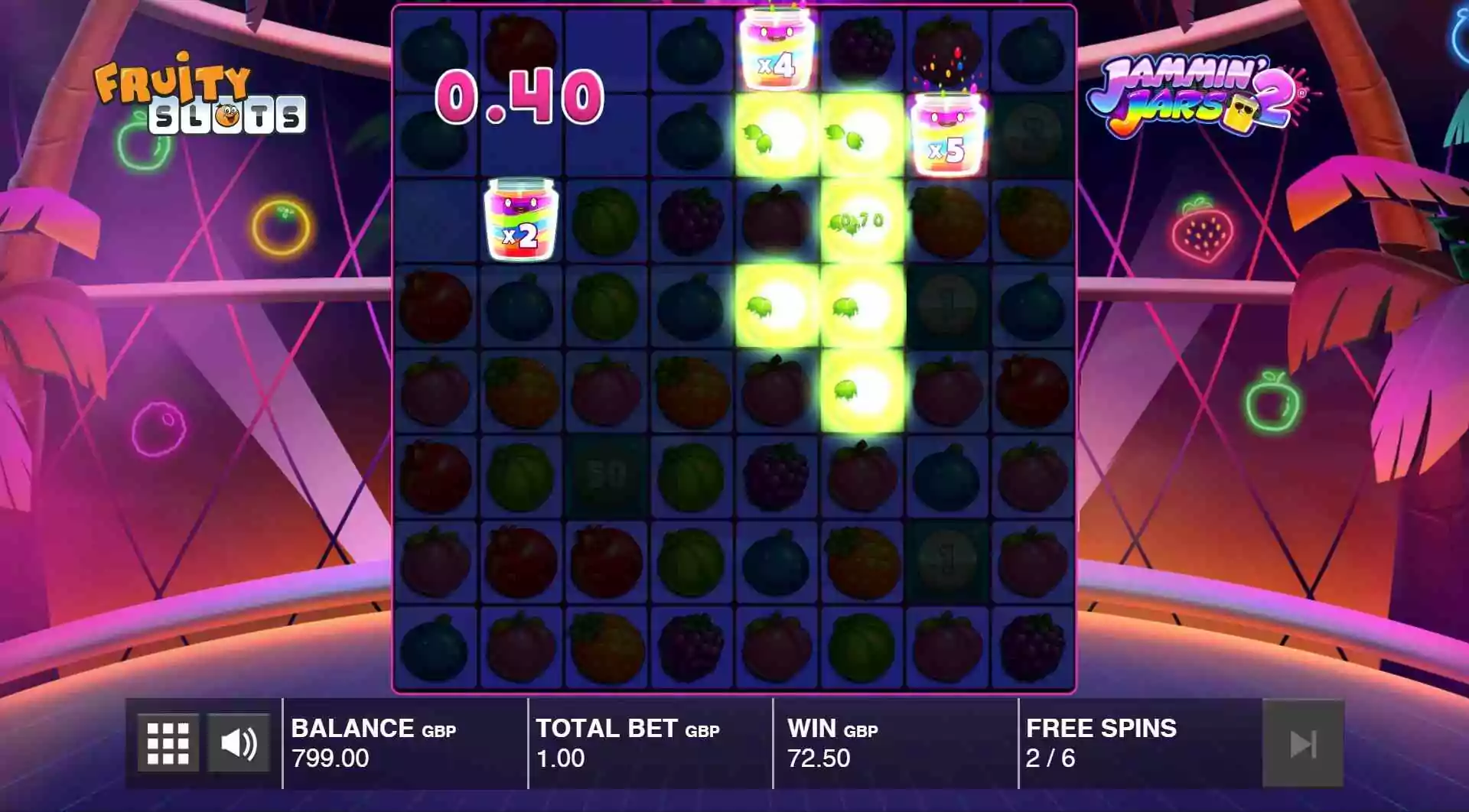 Jammin' Jars 2 Free Spins example