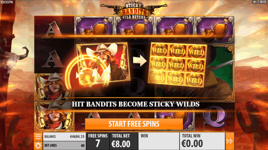 Sticky Bandits Wild Return Slot, Lucky Shot Free Spins Bonus