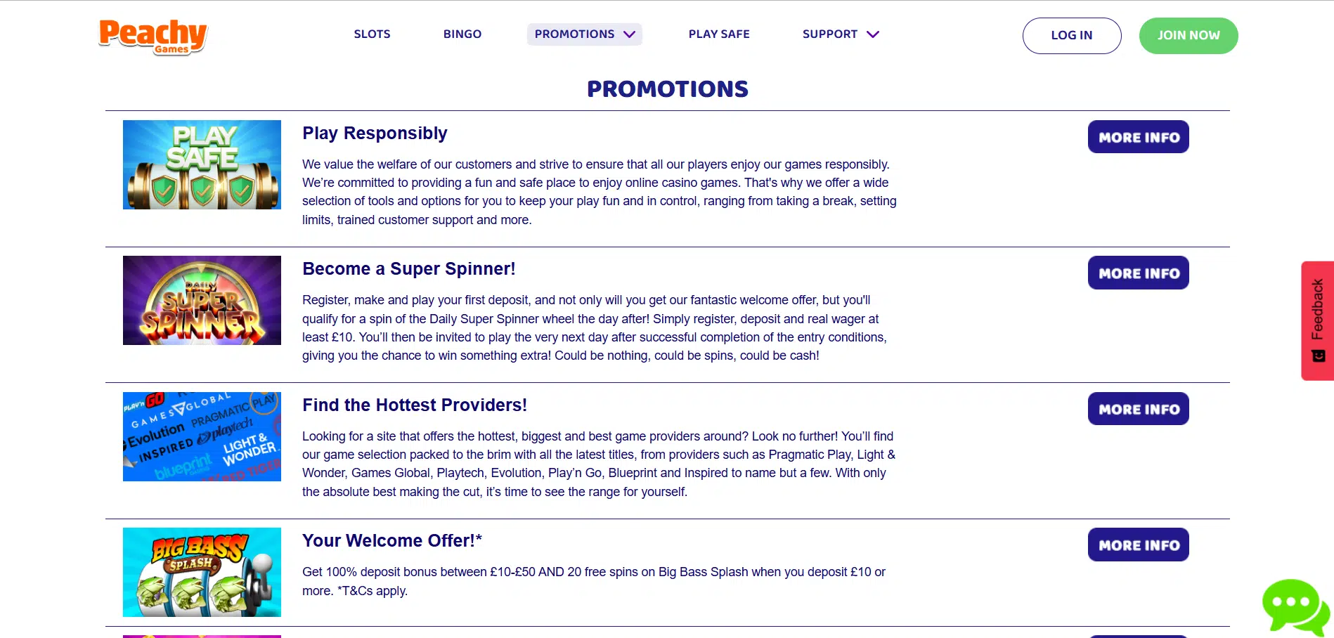 Peachy Games Promotions