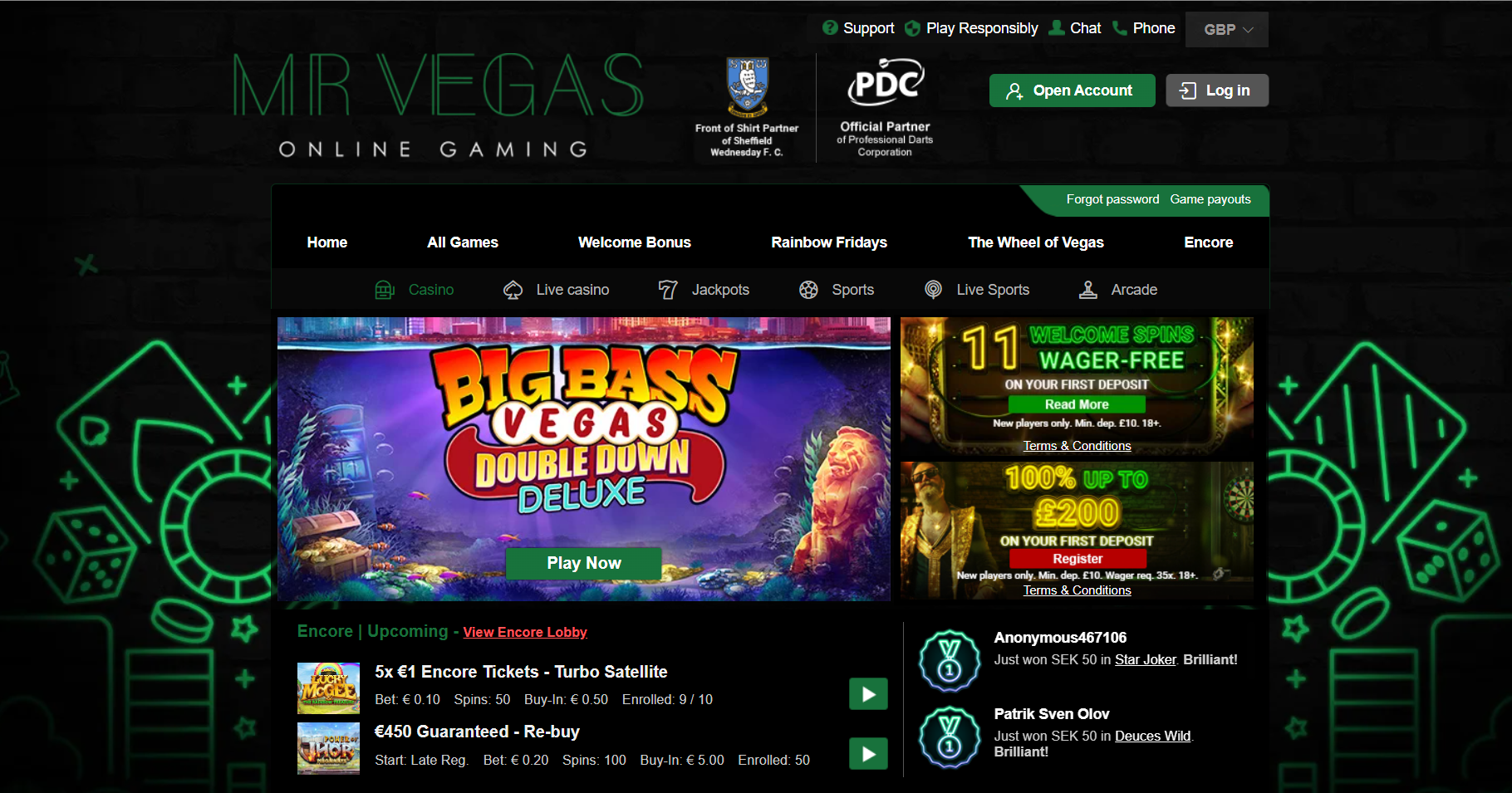 mr vegas new homepage
